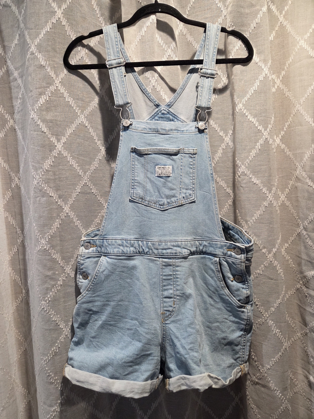 Levi's Light Wash Denim Short Overalls
